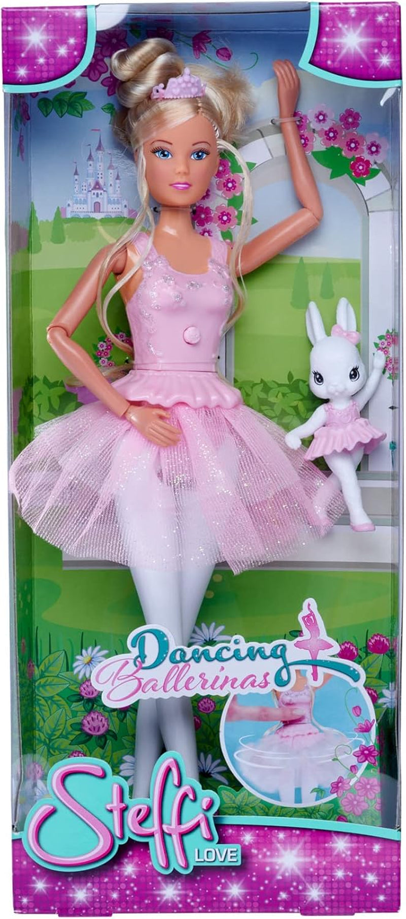 Simba 105733603 - Steffi Love Dancing Ballerina, Steffi jako panenka balerína se zvířecím kamarádem a otočnou sukní, hrací panenka 29 cm, od 3 let