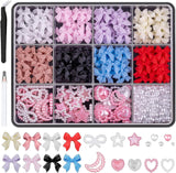 500 ks 3D Nägel Charm Schleifen Charms Nägel Nail Art Charms Schleife Nagel Charms Nägel Nail Art Schleifen Nageldekorationen Mit Aufnahmewerkzeug Für Frauen Und Mädchen Nagel-Diy-Zubehör