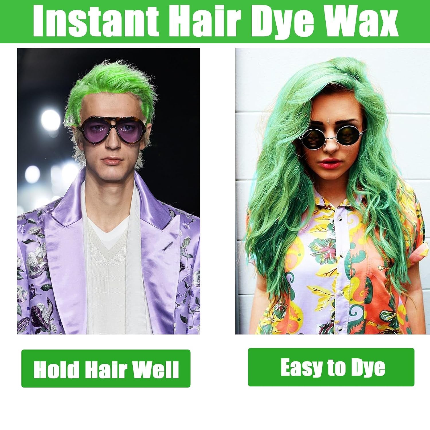 Dočasný zelený vosk na vlasy, dočasný lak na vlasy Crazy Green, smývatelné polopermanentní bahno, jednorázová barva na vlasy, pasta na vlasy pro okamžitý styling, přírodní barva na vlasy na večírky, aktivity a barva na vlasy Halloween Naty Shop