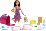 Adopční štěně Barbie - panenka a 2 štěňata, s adopčními certifikáty, efektem změny barvy, klecí a doplňky, pro děti od 3 let, 86 HKD