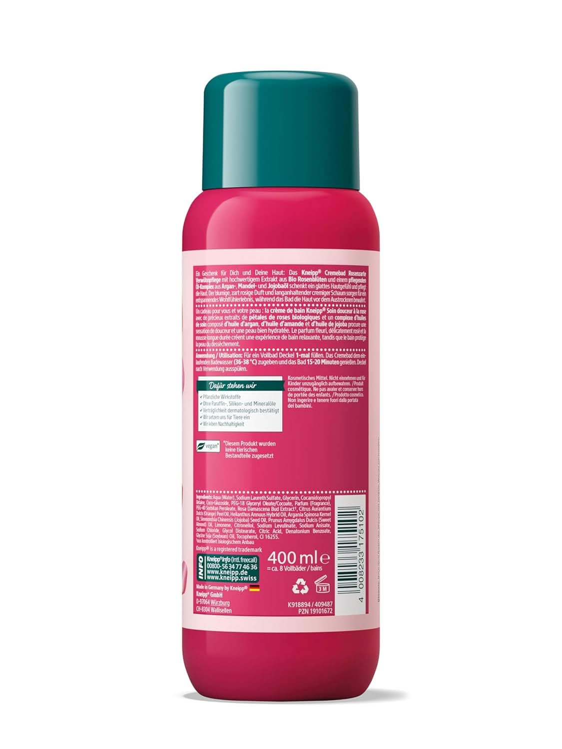 Kneipp, přísada do koupele s vysoce kvalitním extraktem z bio květů růže a komplexem vyživujících olejů, 400 ml Sprcha a koupel Naty Shop