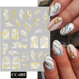 9 Blatt Nagelsticker Französische Spitzenmarmor Nagelaufkleber Selbtklebend Weißes Gold Nail Art Samolepka Dekoration Nageldesign Zubehör
