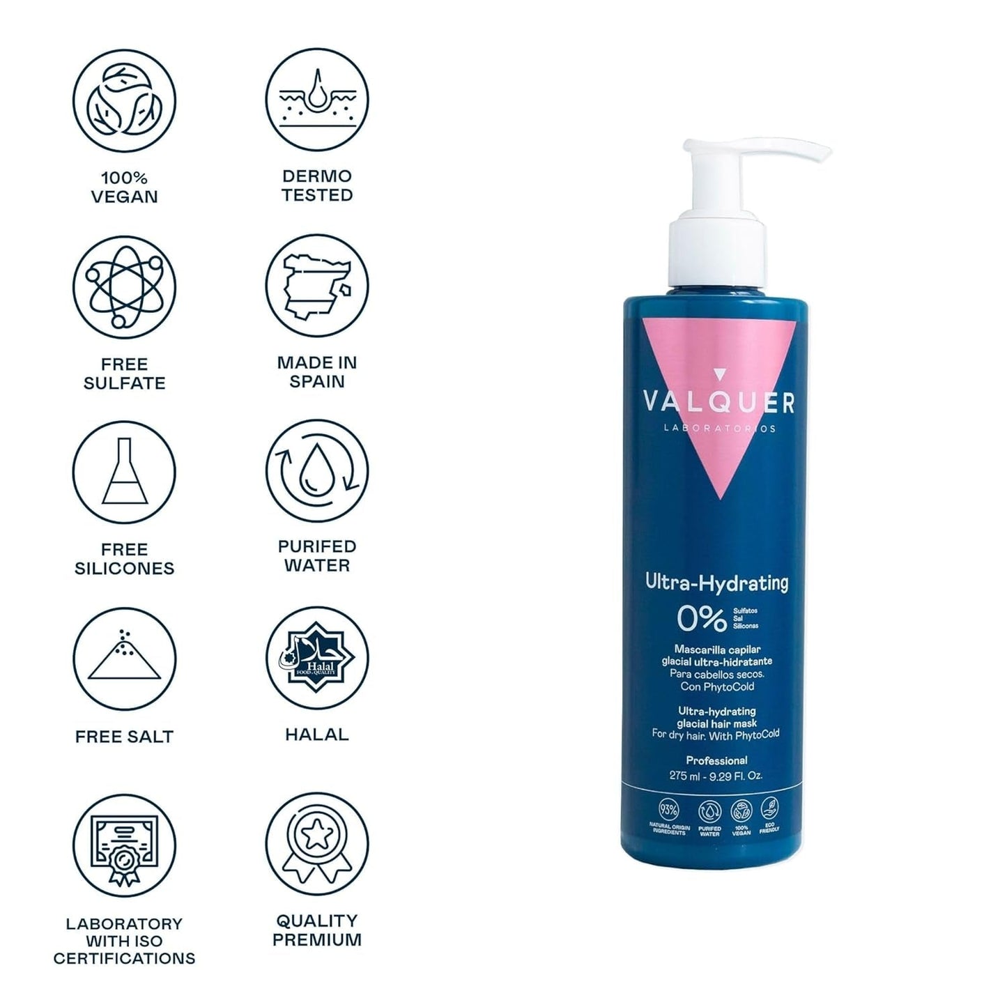 Valquer Profesional Ice Hair Mask - Ultra hydratační maska na vlasy bez sulfátů, solí a silikonů Naty Shop maska na vlasy