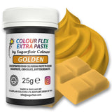 Potravinářské barvivo Sugarflair Colourflex Extra Paste Golden - Jedlé potravinářské barvivo na máslový krém, čokoládu, cukrovou pastu, polevu, fondán, dortové směsi, těsta a další - 25g