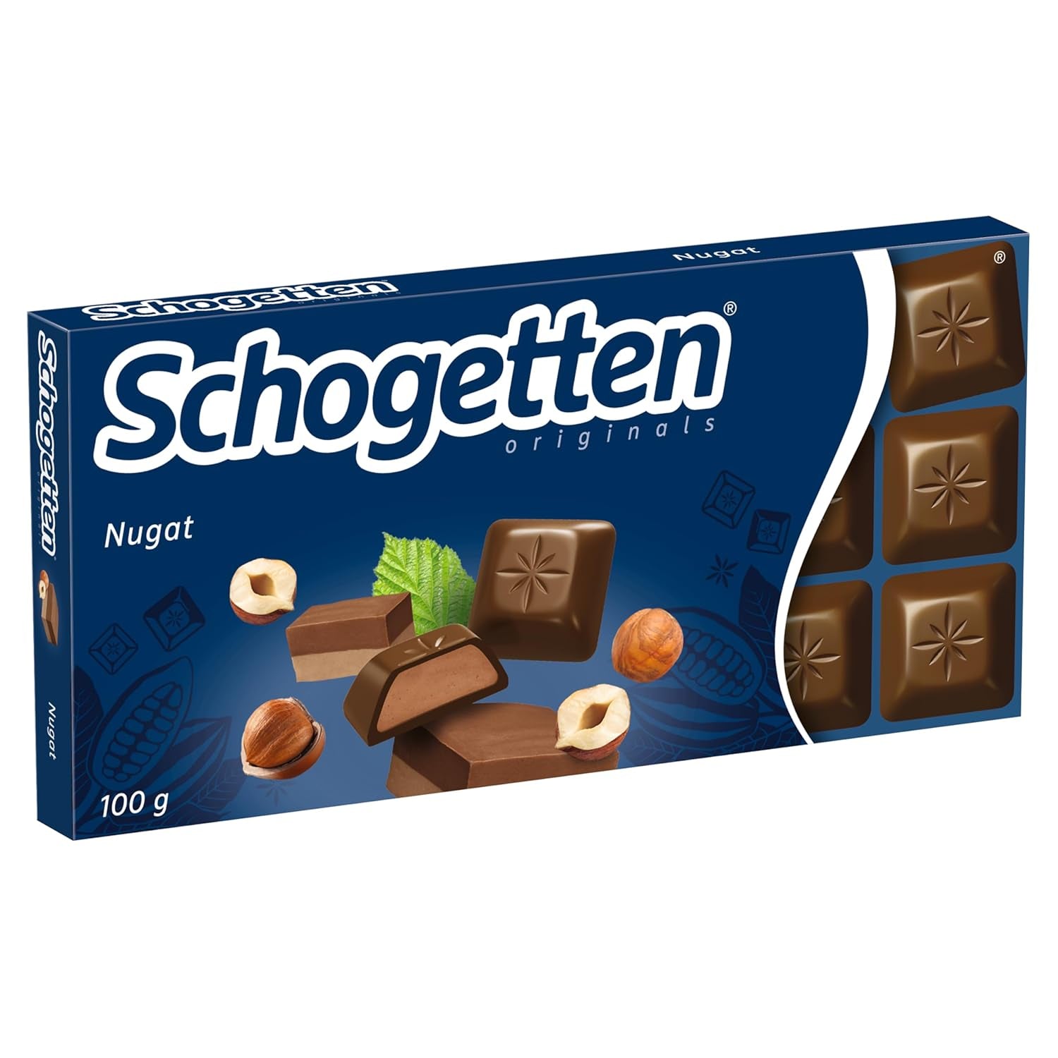 Čokoládová tyčinka Schogetten Nugát 100g, jednotlivě porcovaná. Potěšení. Kousek po kousku.