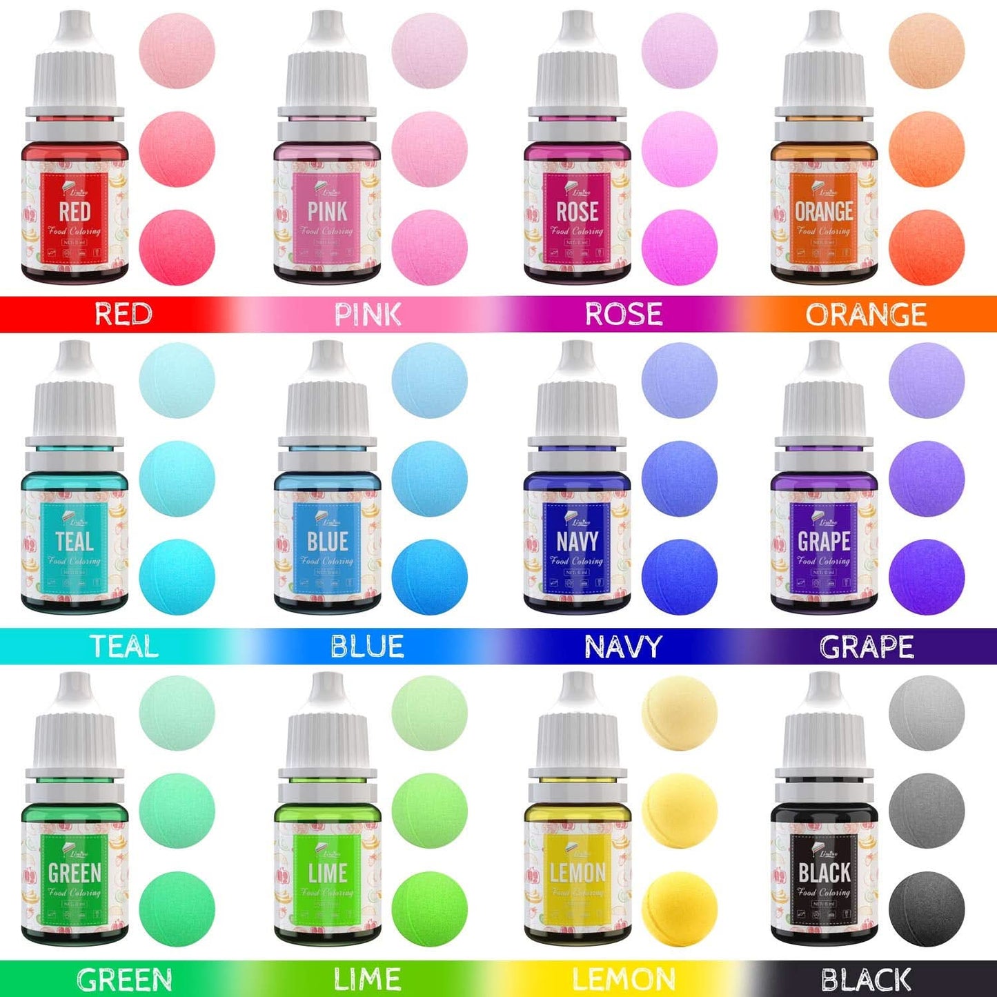 Sada 12 potravinářských barviv x 6 ml, Naty Shop liquid
