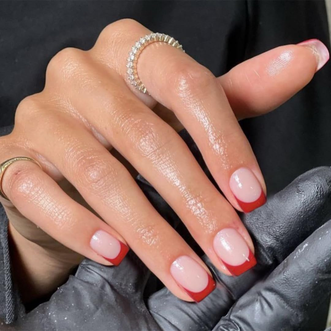 Dlouhé francouzské tipy Zlaté třpytivé lepidlo na dlouhé čtvercové nehty Glitter French Tip Sada umělých nehtů čtvercové umělé nehty pro ženy 24ks