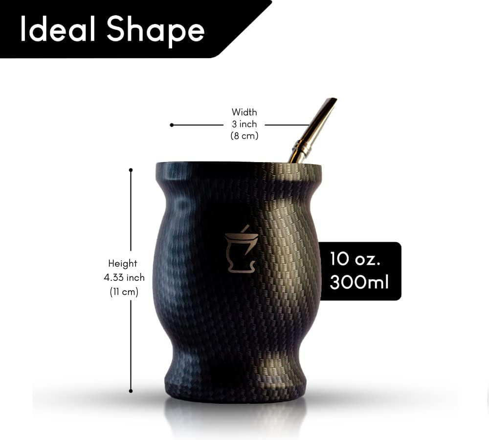 Čajová sada Mate - Hrnek Mate - Sada Mate a Bombilla - Šálky na čaj - Dvoustěnný design Hrnek Mate - Sada hrnků Yerba Mate