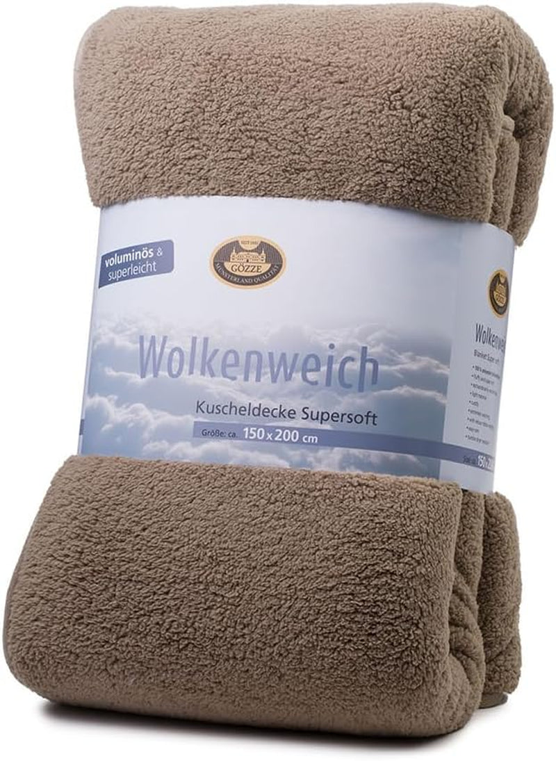Gözze - Cloud měkká plyšová deka, imitace ovčí kůže, 100% polyester (mikrovlákno), 150 X 200 Cm - Camel Přikrývky a přikrývky Naty Shop Stone