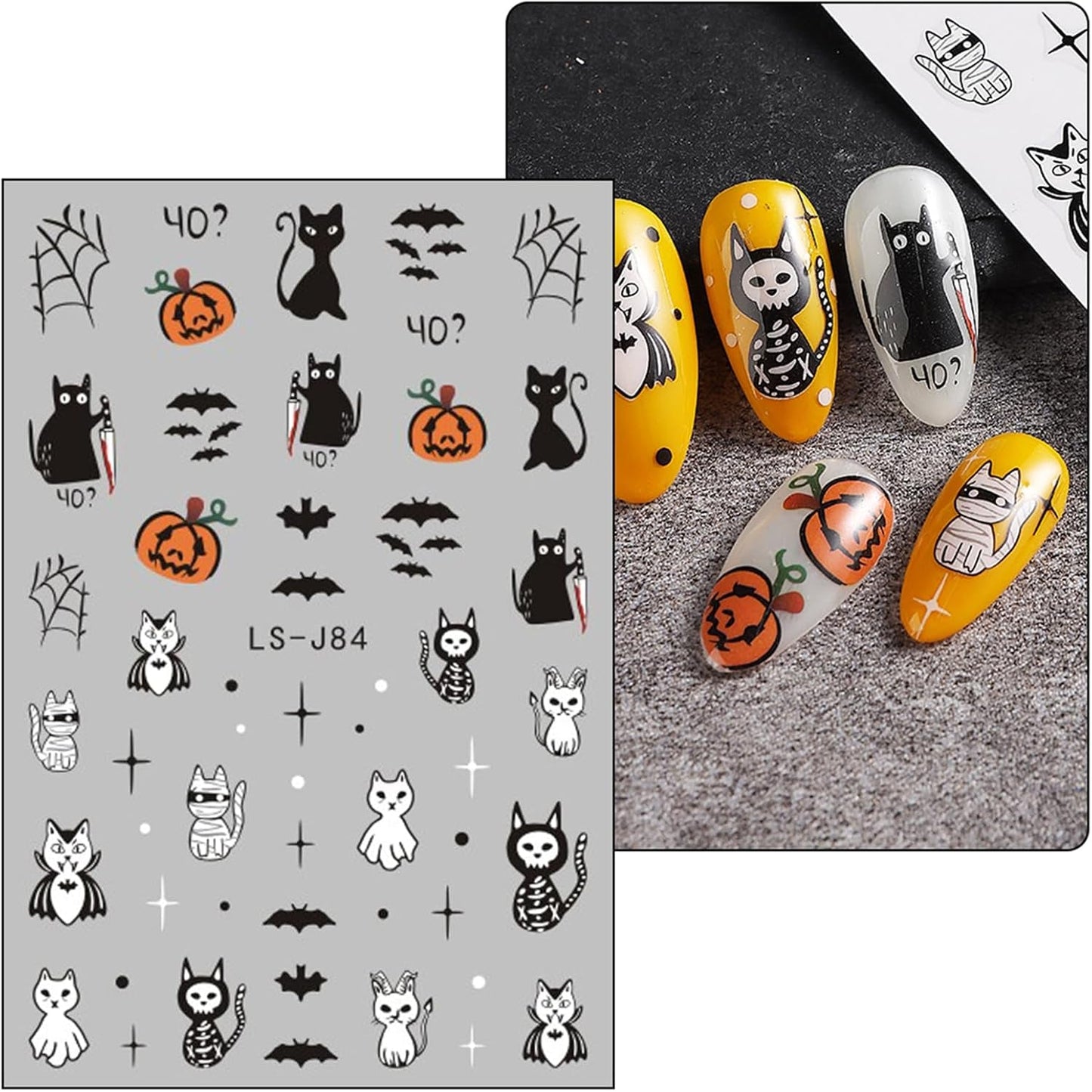 JMEOWIO Nálepka na nehty Halloween Süßer Geist 9 Blatt Nálepka na nehty Selbtklebend Nagelaufkleber Dekoration Nageldesign Zubehör
