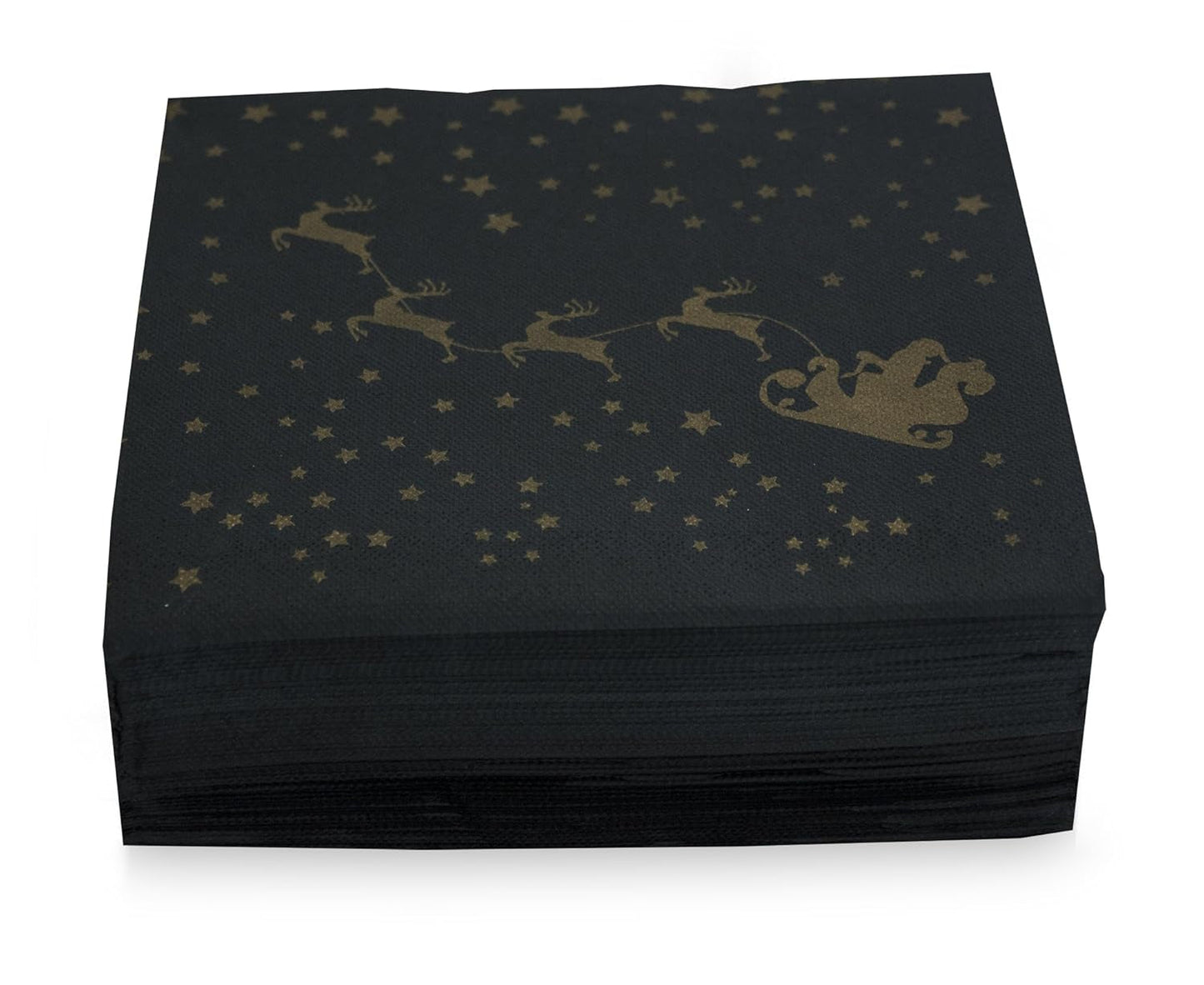 Santa Claus saténové ubrousky 40 X 40 2vrstvé 1/4 skládání 50 ubrousků Punta-Punta Black