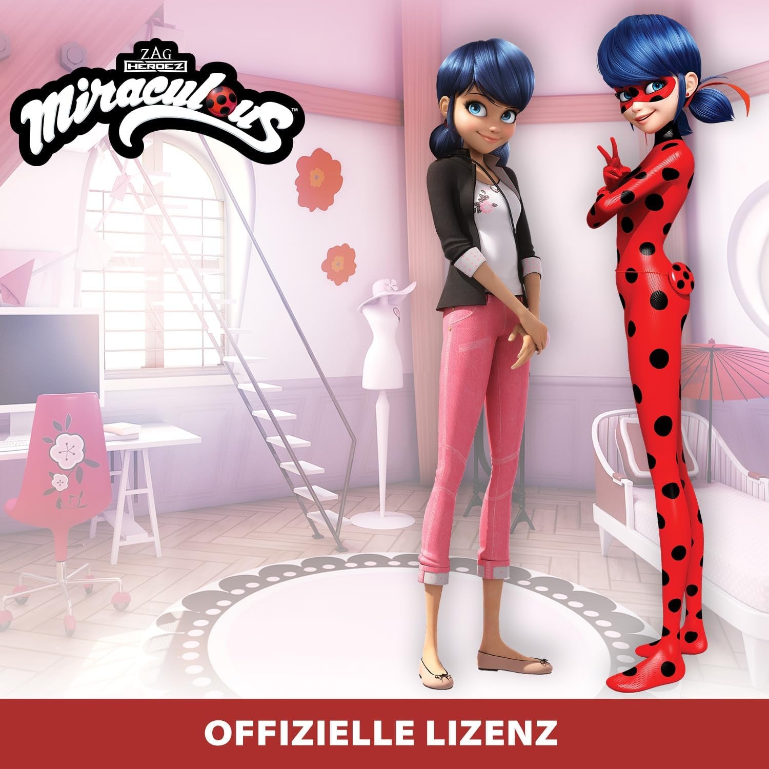 BANDAI - Miraculous Ladybug - Módní panenka Marinette a Ladybug - 26cm kloubová panenka se 2 outfity - Kloubová panenka Miraculous Toy - Hračka pro děti od 4 let - P50355