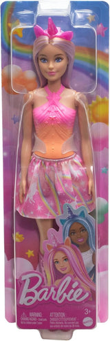 Panenky Barbie Unicorn s barevnými fantazijními vlasy, oblečky s barevným přechodem a fantasy doplňky na téma jednorožec, HRR13 Naty Shop Dolls