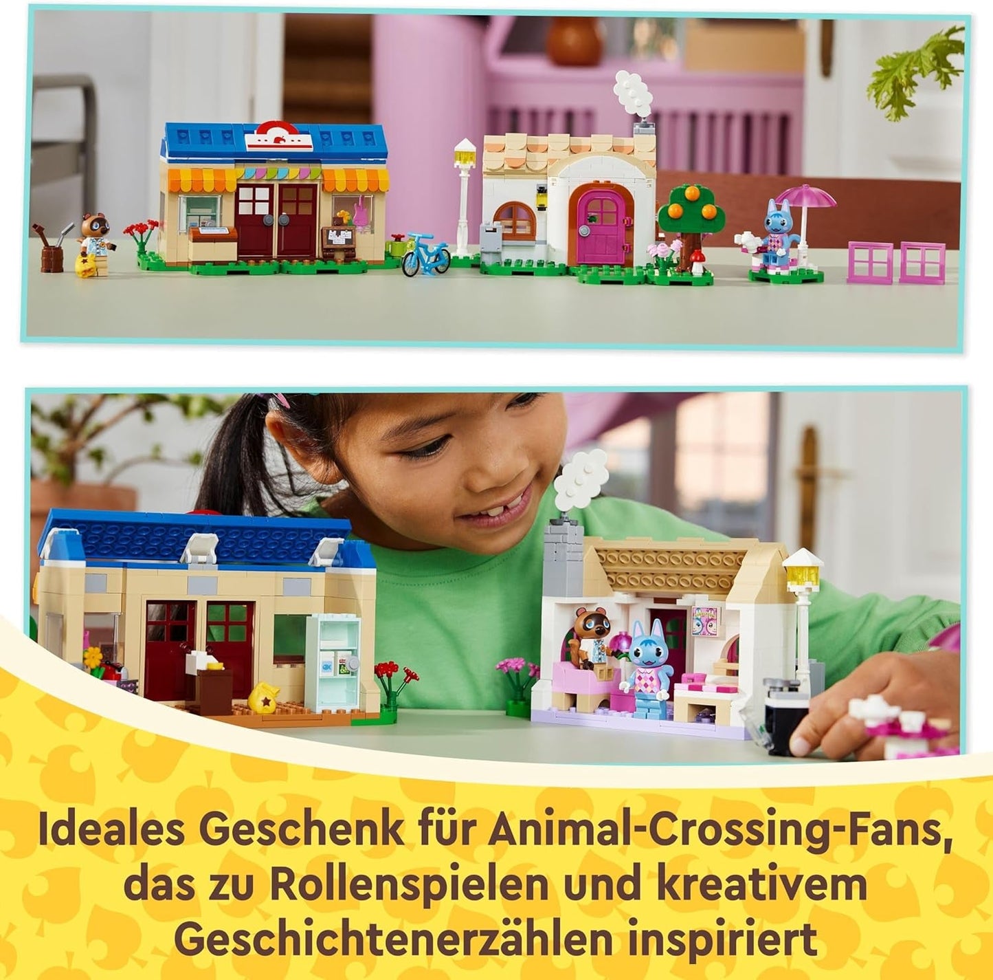 Sada LEGO Animal Crossing Nook's Shop a Sophie's House, kreativní hračka pro děti se 2 minifigurkami ze série videoher, dárek pro dívky a chlapce od 7 let 77050 Stavebnice Besuche den LEGO-Store