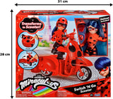 Bandai - Miraculous Ladybug - Miraculous Switch'n Go Scooter + 26 cm Ladybug Lucky Charm Articulated Doll - P50668