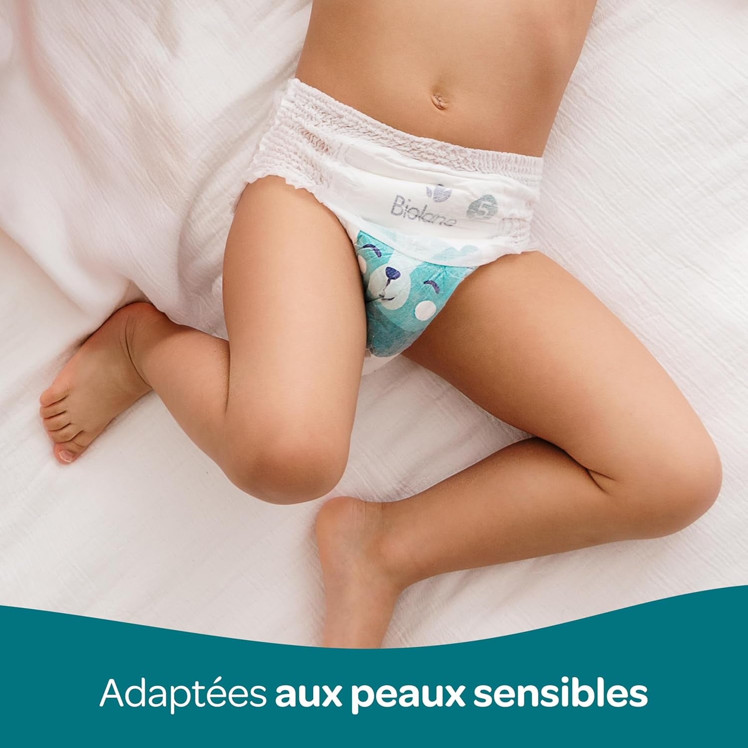 BIOLANE - Krátké plenky - Velikost 5 (12-18 kg) - těsnost 12 hodin - balení 1 měsíc - 120 plen - ekologické