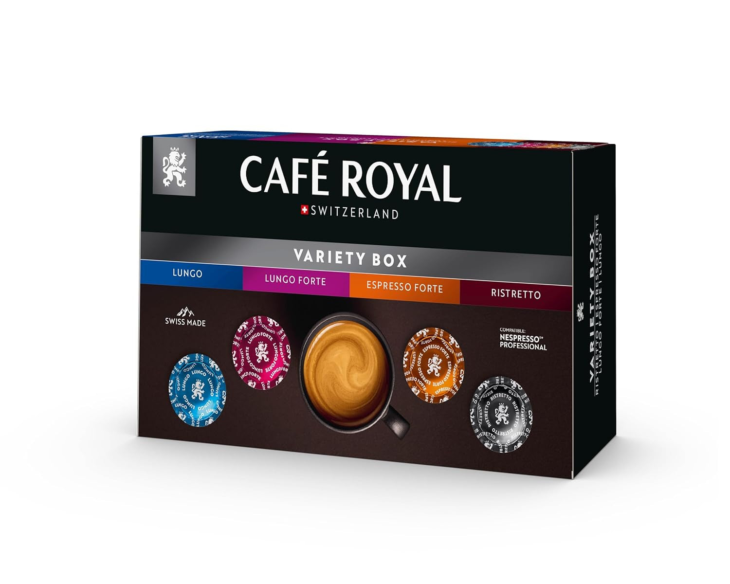 Café Royal Professional Pads, Variety Box, 40 Nespresso (R) Professional kompatibilních podložek pro kancelář a gastronomii, Rainforest Alliance zertifiziert, 100 Prozent Arabica Kaffee