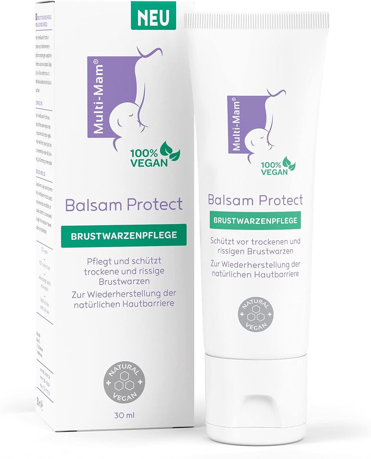 Multi-Mam Balsam Protect Beruhigt Und Schützt Trockene Und Rissige Brustwarzen Während Und Vor Der Stillzeit, Brustwarzencreme Stillen, 30 ml tuby Příslušenství Jídlo a kojení Bebe Naty Shop