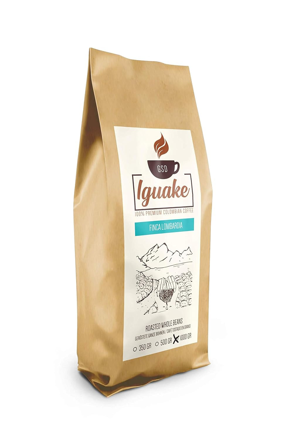 Káva Iguaque 1000gr | Premium Kaffee ganze Bohnen 100% Arabica z Kolumbie | Familienbetrieb - Single Origin Kaffeebohnen - Nachhaltige eigene Plantage im Hochland - Kräftiges Aroma