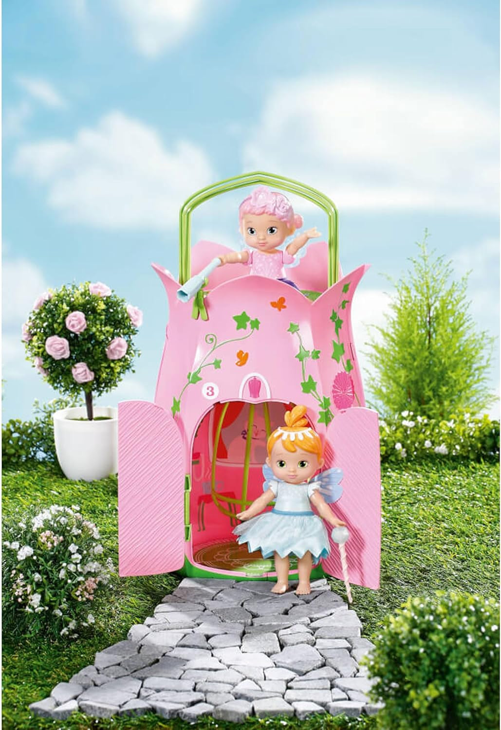 Pohádková chaloupka BABY Born, skládací domeček pro panenky 18 cm se stolkem, krbem, lenoškou a teleskopem, růžovo-zelená, 833803 Zapf Creation Dollhouses Naty Shop