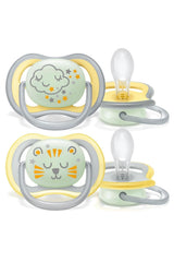 Noční dudlík Philips AVENT Ultra Air pro děti 18+ měsíců Zářící ve tmě Twin Pack Cloud/Tiger (model SCF376/01)