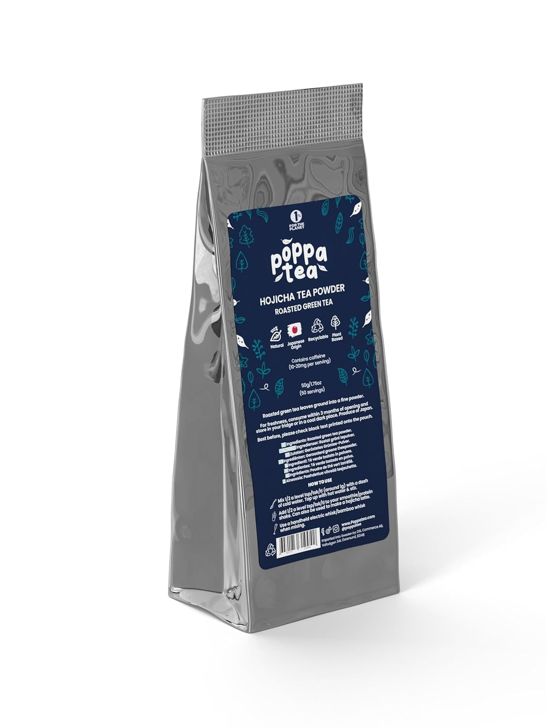 Poppatea Hojicha Tea Powder - Pražený zelený čaj (50g náhradní sáček)