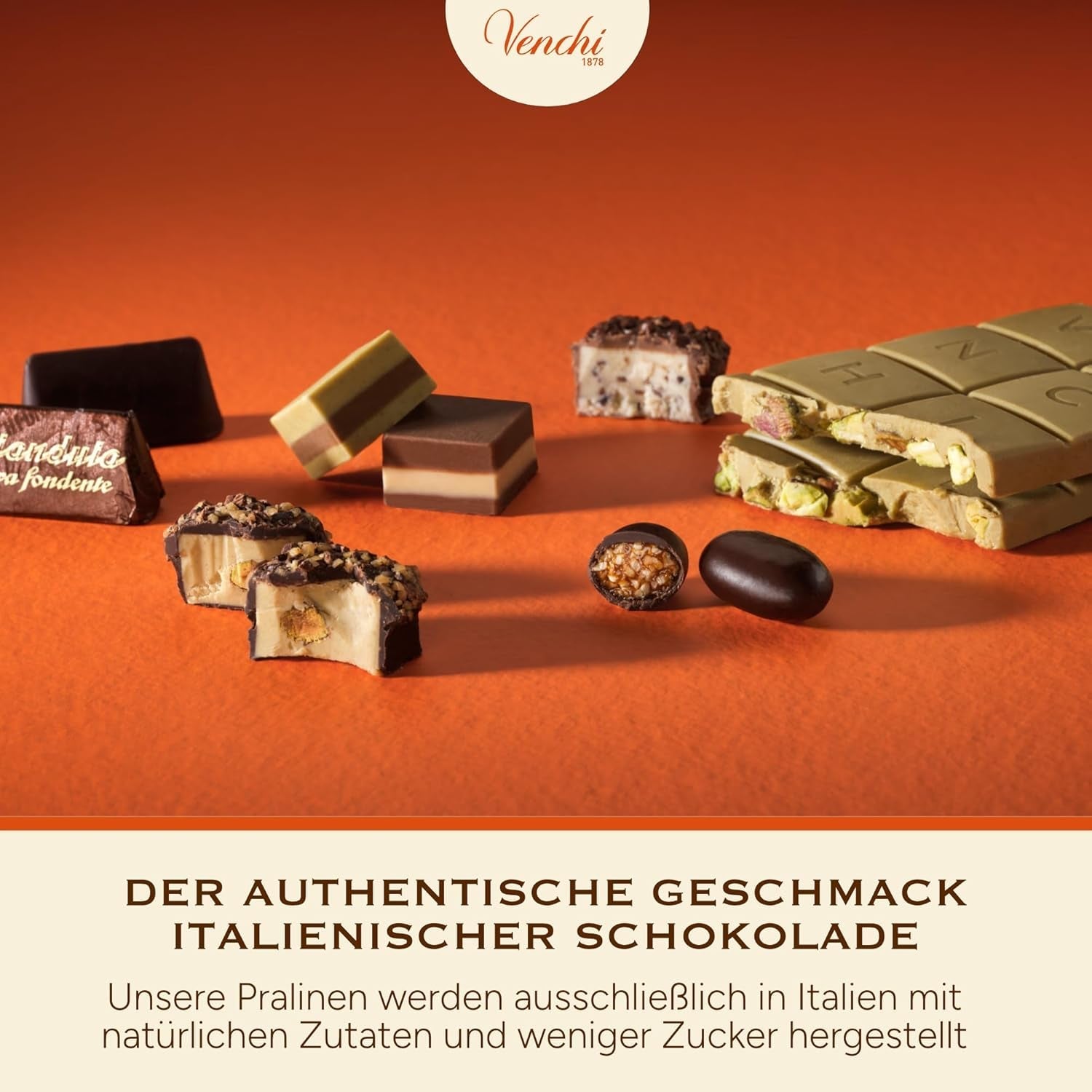Venchi - Cremini 1878 - Třívrstvá čokoláda s gianduja s mléčnou a mandlovou pastou, "Piemontese Hazelnuts CHZO", 1 kg, bez lepku, bez barviv a bez konzervantů