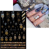 JMEOWIO Nálepka na nehty Weihnachten Gold Glitter Silber 8 Blatt Nálepka na nehty Selbtklebend Nagelaufkleber Schneeflocke Winterurlaub Dekoration Nageldesign Zubehör
