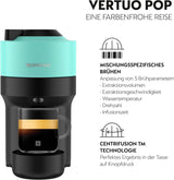Espresso kávovar s kapslemi Nespresso Krups Vertuo Pop, objem: 560 ml, automatické rozpoznání kapslí, systém jedním dotykem, 4 velikosti šálků, zkrácená doba ohřevu, udržitelný, Aqua Mint, XN9204