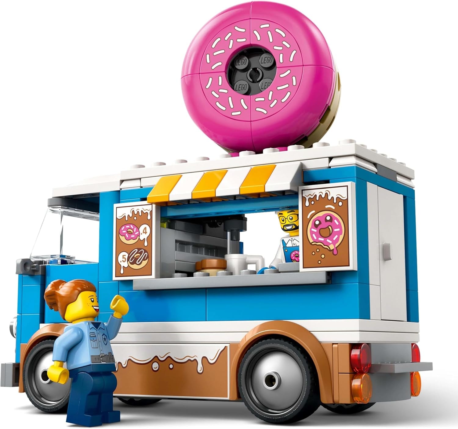 LEGO City Donut Truck - Hrací náklaďák s jídlem se 2 minifigurkami policistů - Stavebnice pro chlapce a dívky ve věku 5+ - Tip na narozeninový dárek a dárek k svátku 60452 Stavebnice Besuche den LEGO-Store