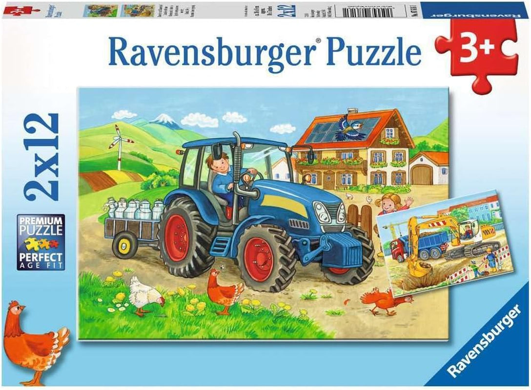 Puzzle Ravensburger pro děti - 07616 Staveniště a farma - Puzzle pro 3+ 2x12dílné puzzle Naty Shop Single