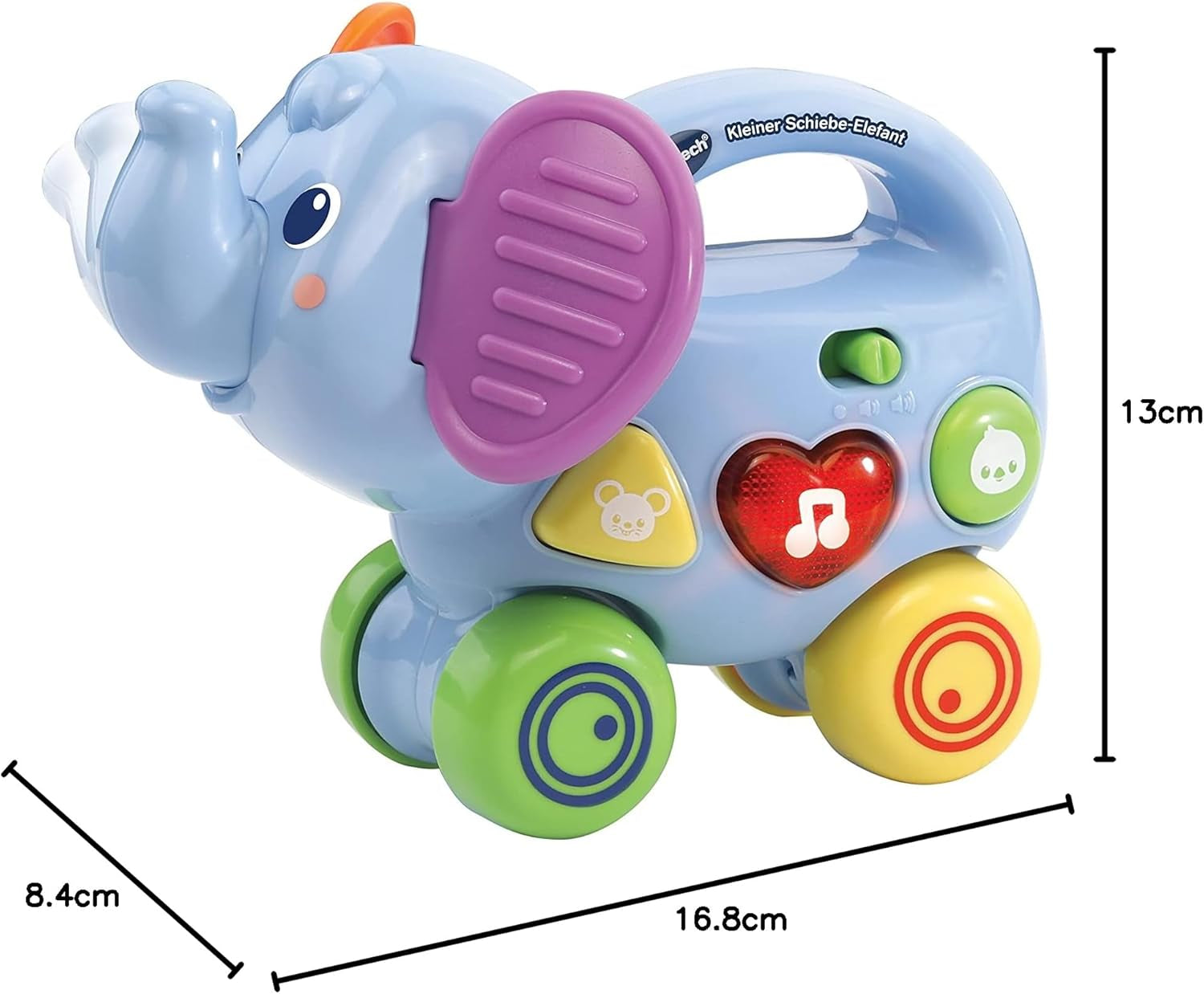 Vtech Baby Little Pushing Elephant - Interaktivní hračka na hraní - S písničkami, melodiemi, větami a zvuky - Pro děti ve věku 6-36 měsíců Baby Toys Naty Shop