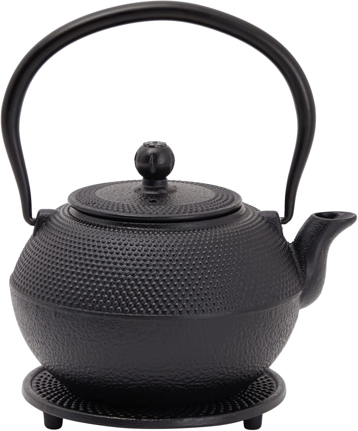 Juvale japonský čajový set s litinovou konvičkou (1200 ml), podšálkem a 2 šálky, čajový set ve stylu Tetsubin, černý