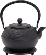 Juvale japonský čajový set s litinovou konvičkou (1200 ml), podšálkem a 2 šálky, čajový set ve stylu Tetsubin, černý