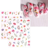 JMEOWIO Nálepka na nehty Frühling Blume 12 Blatt Nálepka na nehty Selbtklebend Nagelaufkleber Blätter Dekoration Nageldesign Zubehör