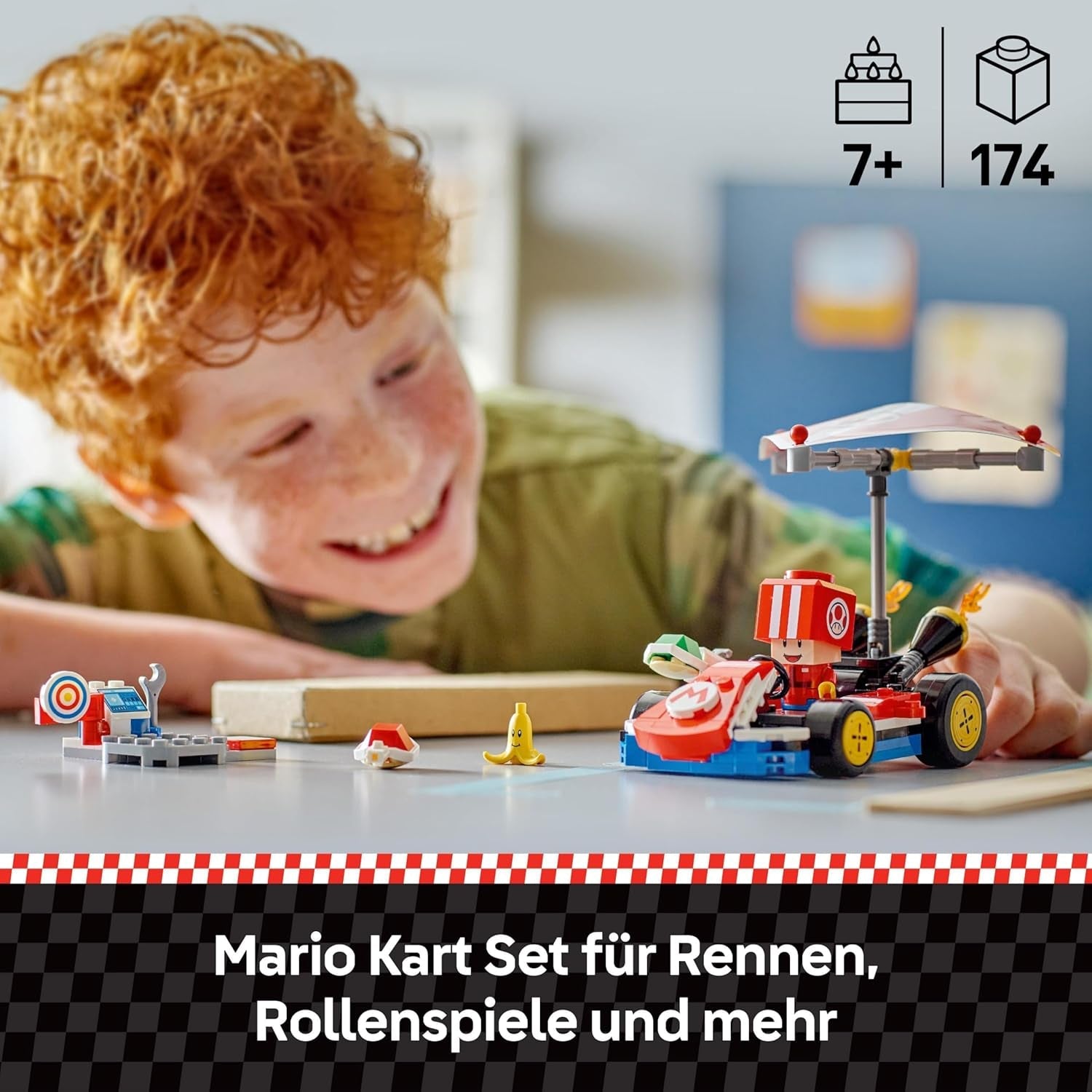 LEGO Super Mario: Mario Kart – standardní motokára, kolekce Nintendo, dárek pro děti, umožňuje chlapcům, dívkám a hráčům od 7 let hrát samostatně, dobrodružná hračka s figurkou ropuchy 72032 Stavebnice Besuche den LEGO-Store