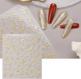 JMEOWIO Nálepka na nehty Goldene Blumen 8 Blatt Nálepka na nehty Selbtklebend Nagelaufkleber Dekoration Nageldesign Zubehör