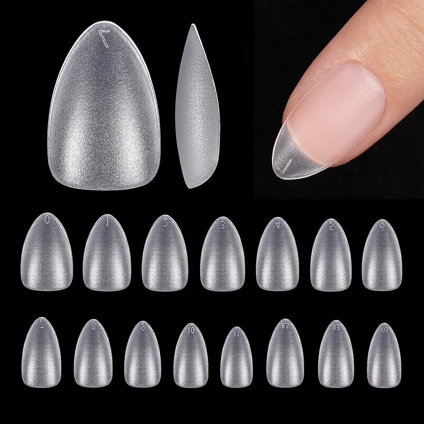 Btartbox Extra krátké mandlové špičky na nehty - Full Cover Gel X Soft XS Gelové špičky - Předtvarované polomatné pro široké nehty Salon 320 ks