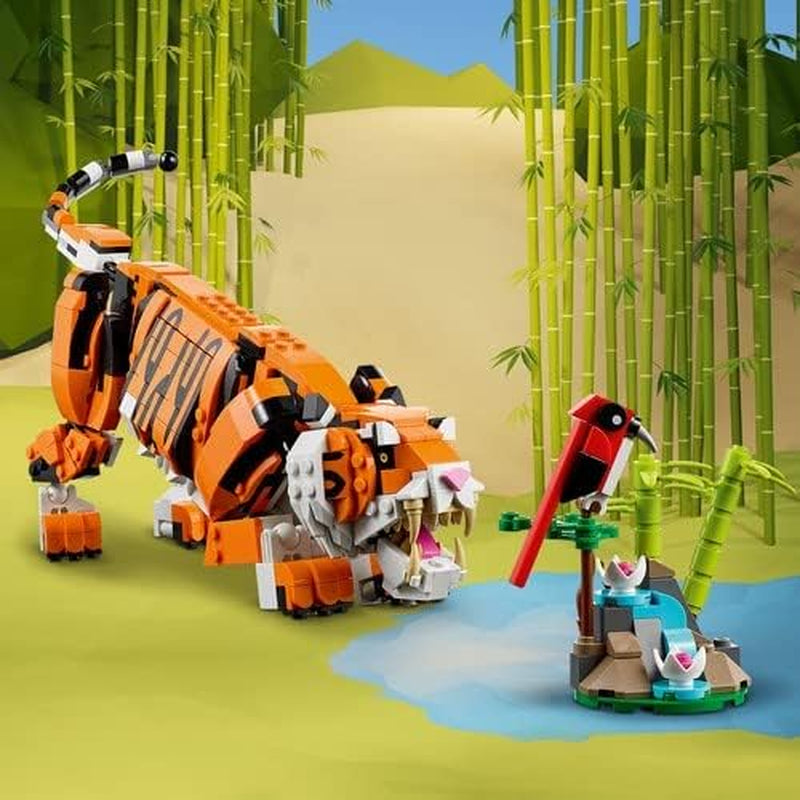 LEGO 31129 Creator Majestátní tygr, panda nebo ryba Sada figurky zvířat 3 v 1 Hračka pro děti Chlapci a dívky Stavebnice zvířat Stavebnice Stavebnice Besuche den LEGO-Store