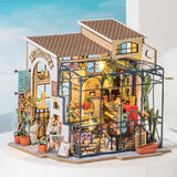 Robotime DG145 Rolife Miniaturní domeček pro panenky Emily's Flower Shop Vyrobeno ze dřeva, kovu, látky a kartonu, Rozměry: 22 X 15 X 17 cm, Domky pro panenky Naty Shop