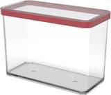 Rotho Loft sada 5 dóz s víčkem, různé velikosti, potravinářský plast (PP) bez BPA, průhledná/červená, (21,4 x 21,4 x 23,5 cm) dózy na potraviny Naty Shop 2,1 l obdélníkové