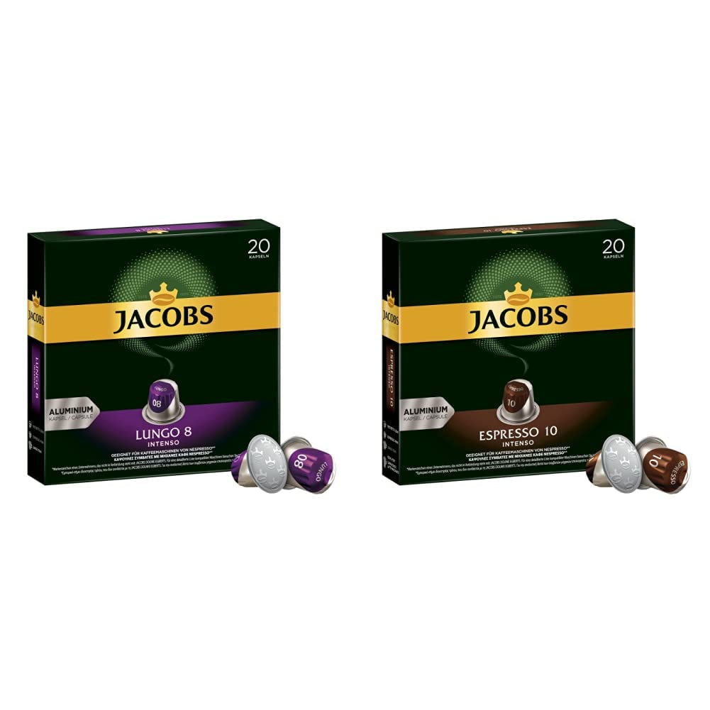 Kaffeekapseln Lungo Intenso, Intensität 8 von 12, 10 x 20 Getränke & Kaffeekapseln Espresso Intenso, Intensität 10 von 12, 200 Nespresso®* kompatibilní Kapseln, 10 x 20 Getränke