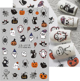 JMEOWIO Nálepka na nehty Halloween Süßer Geisterkürbis 9 Blatt Nálepka na nehty Selbtklebend Nagelaufkleber Dekoration Nageldesign Zubehör