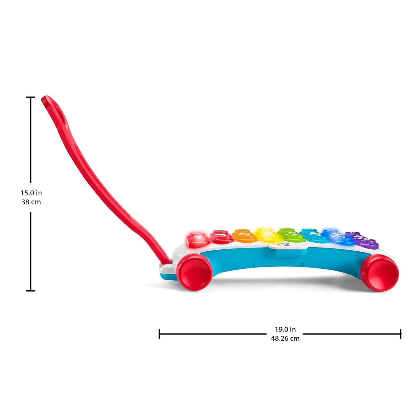 Fisher-Price Light-up obří xylofon - elektronický hudební nástroj k tahání s písničkami s učebním obsahem, pro děti, batolata od 9 měsíců, vícebarevné, verze: francouzská, HJK40 Jucarii Bebe Naty Shop
