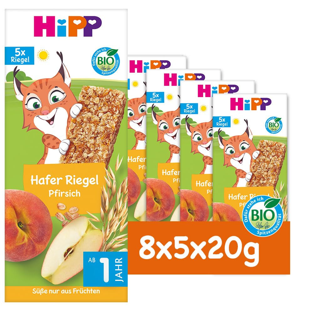 HiPP Lynx ovesné tyčinky s broskví, od 1 roku, 8x (5x20g)