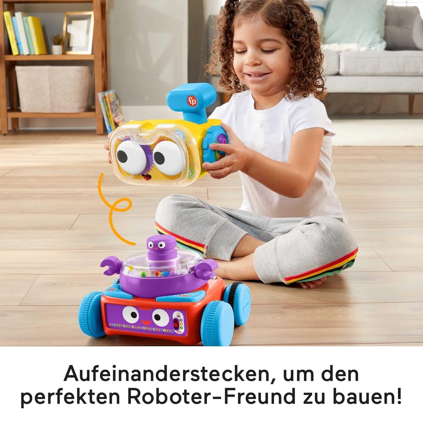 Fisher-Price 4 v 1 učící robot Linus pro miminka a batolata, hračka od 6 měsíců – německy mluvící, HCK39 Baby Toys Naty Shop