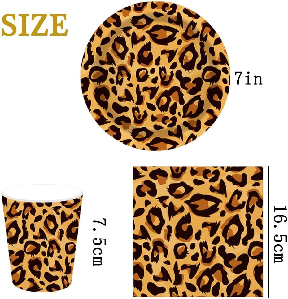 Leopardí vzor Party Geschirr Kindergeburtstag Deko Geburtstag Party Geschirr Dschungel Pappteller Becher Servietten Babyparty Tischdeko Set