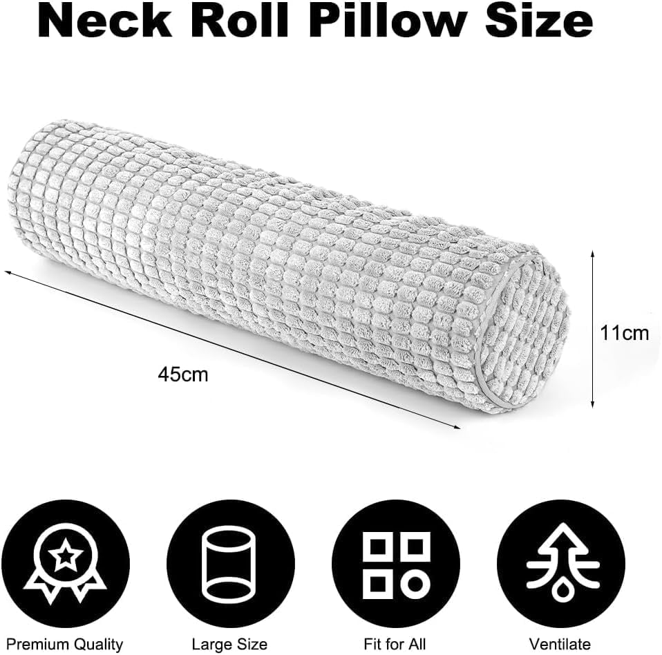 Role na krk s potahem, cestovní polštář z paměťové pěny 11 x 45 cm, plyšový polštář na krk pro úlevu od bolesti krku, který lze prát na místě, polštář na krk pro domácnost, kancelář, cestování na jógu s kruhovým válcem Ortopedické polštáře na krk Naty Shop