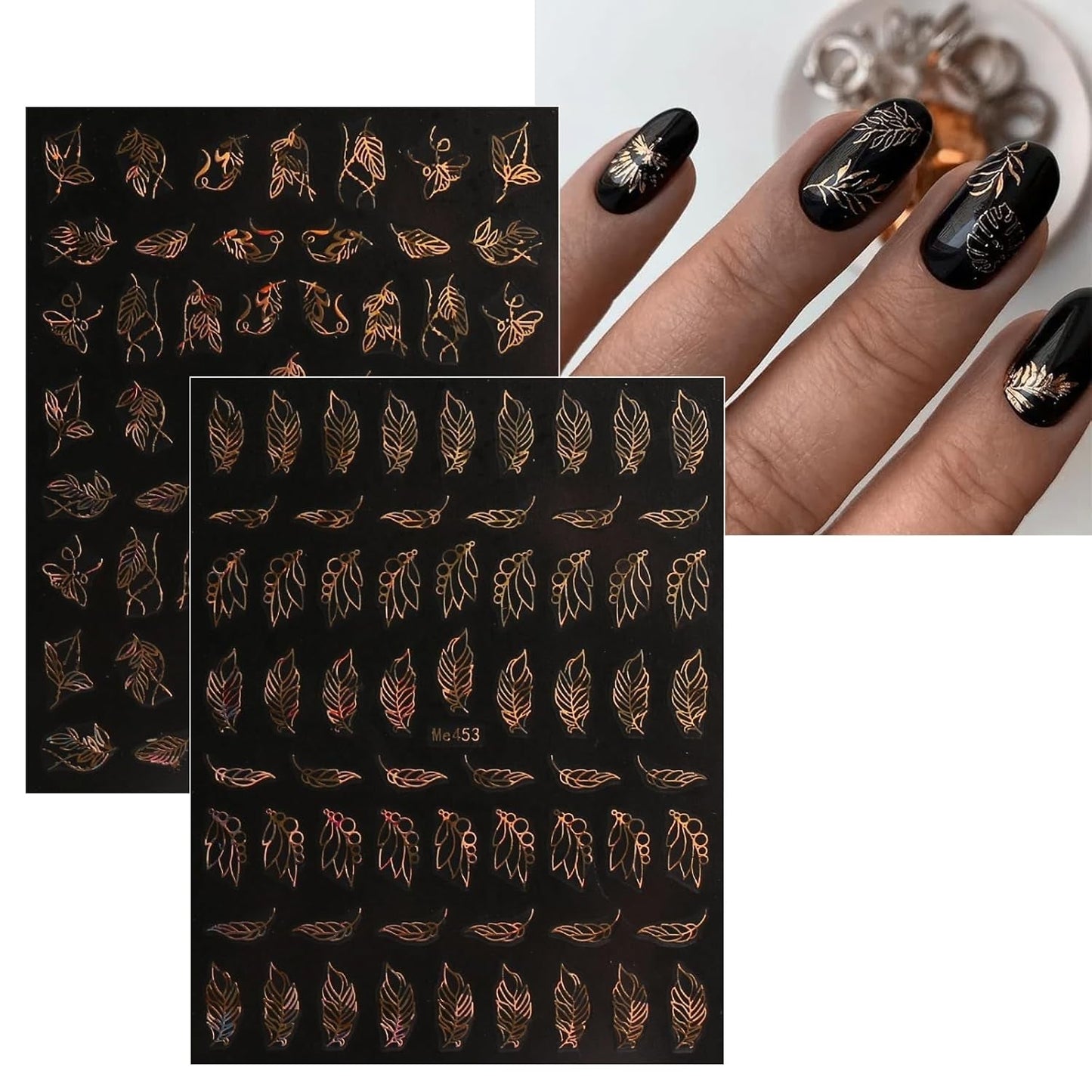 JMEOWIO Nálepka na nehty Frühling Blume 12 Blatt Nálepka na nehty Selbtklebend Nagelaufkleber Sommer Blumen Zlatá dekorace Nageldesign Zubehör