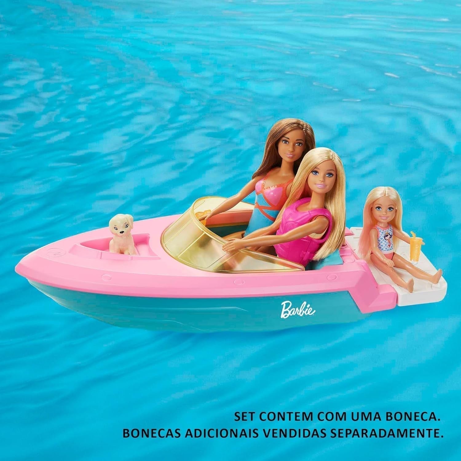 Sada motorového člunu Barbie, panenka Barbie s blond vlasy, růžová záchranná vesta, člun, štěně, doplňky, dárky pro 3+, panenky Grg30 Naty Shop